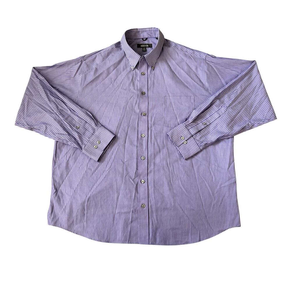 Kenneth Cole Reaction Purple Striped Button-Down Mens Size XXL